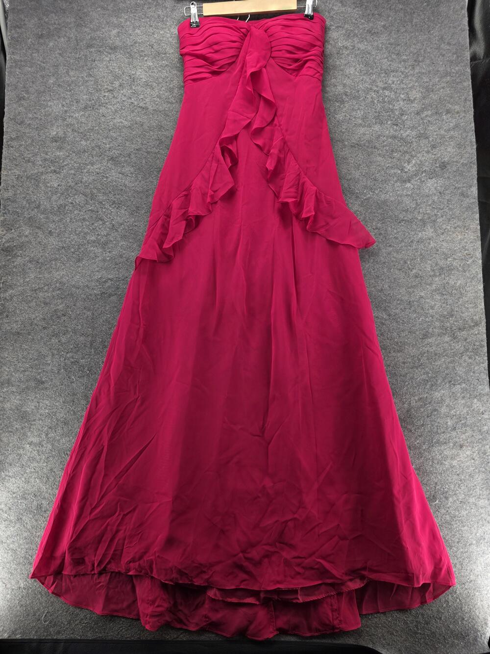 Hailey Adrianna Papell Dress Womens 4 Fuchsia Strapless Ruffle Gown 231M118